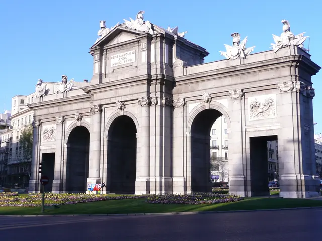 The Space Needle, a renowned landmark, gazes down upon solar-powered bloom sculptures at the...