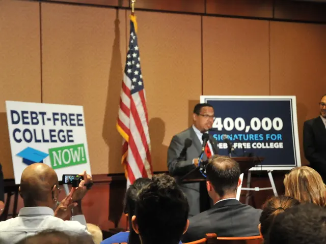 Here in the middle we can see a person standing and speaking in the microphone, which is present in...